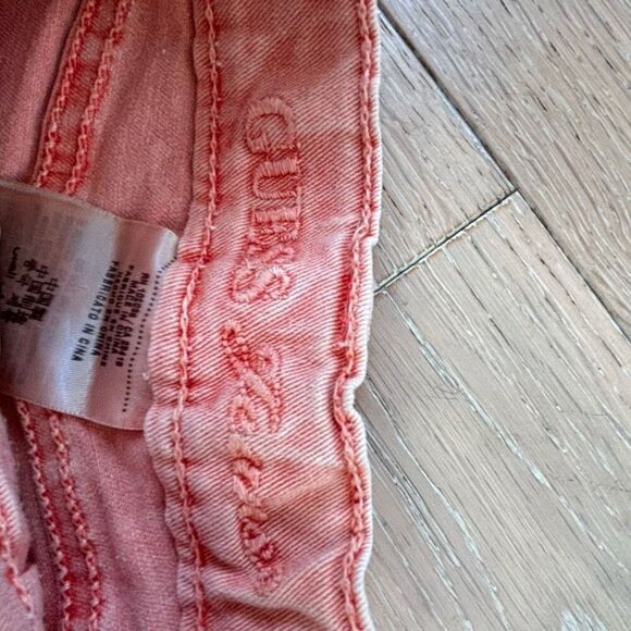 Guess Jeans Shorts Distressed Acid Washed Coral Peach Toddler Size 3T - Picture 6 of 11
